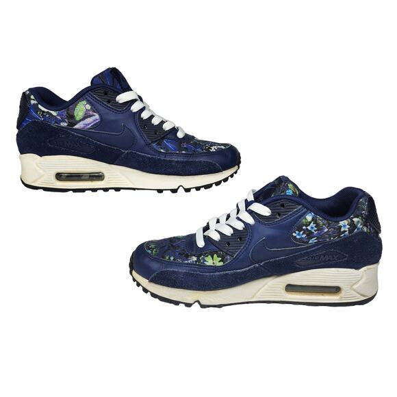 Nike Air Max Shoes Womens 6 Blue Green Tropical Floral Suede Chunky Low Tops - Picture 2 of 12